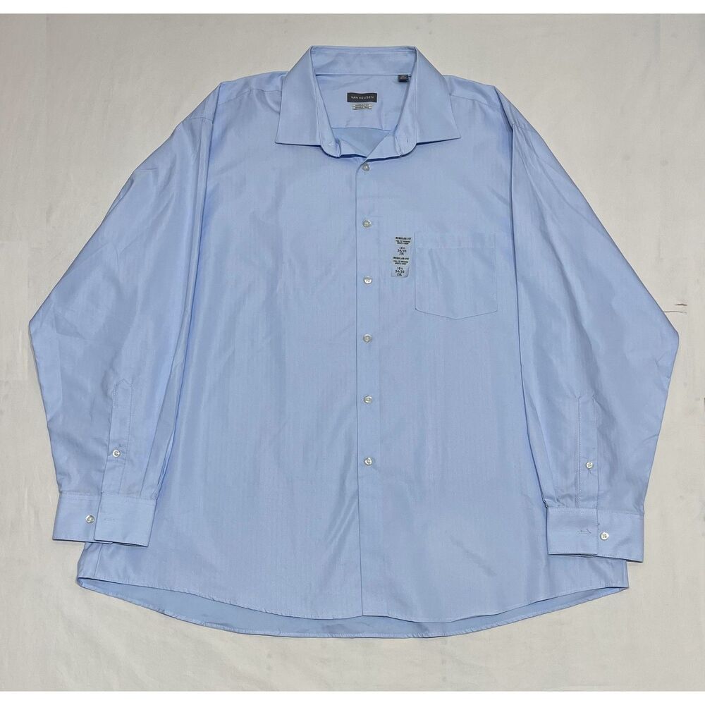 Van Heusen Blue Long-sleeve Button-up Dress Shirt - Size 2XL